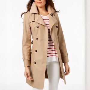 LONDON FOG Collection Double Breasted, Hooded Trench Coat